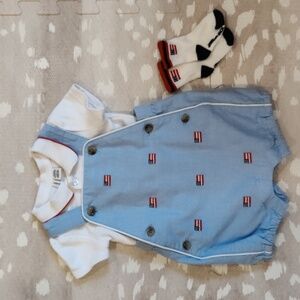 Janie & Jack Flag Romper and Polo Onsie
